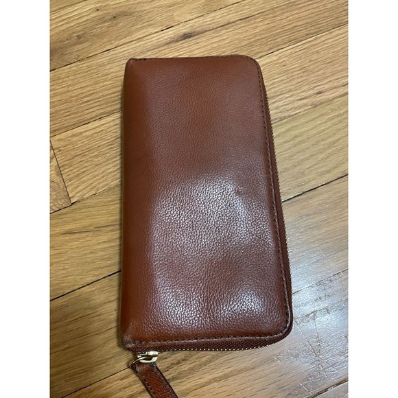Fossil Tiegan Brown Leather Clutch Wallet‎ Zip Around Wallet - Picture 3 of 4